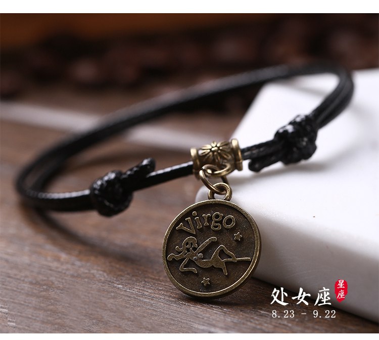 Mười hai chòm sao nam nữ vòng tay vòng tay Phiên bản Hàn Quốc của bạn gái trang sức cá tính vòng tay sinh viên xu hướng dây tay trang sức vòng tay tinh lâm