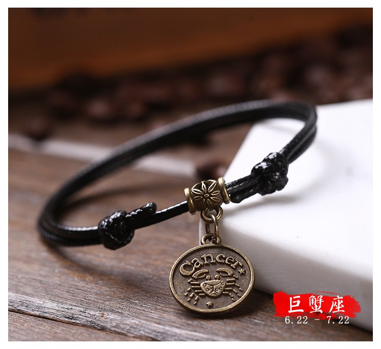 Mười hai chòm sao nam nữ vòng tay vòng tay Phiên bản Hàn Quốc của bạn gái trang sức cá tính vòng tay sinh viên xu hướng dây tay trang sức vòng tay tinh lâm