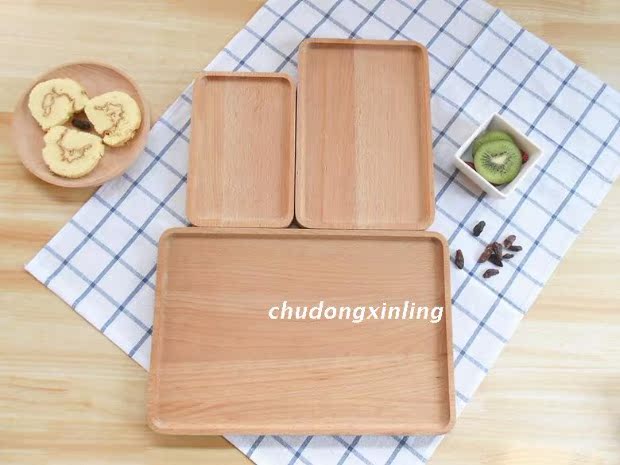 Elm khay hình chữ nhật bằng gỗ tấm trái cây Nhật Bản khay trà vuông rắn tấm gỗ tấm snack snack khay bánh khay trà gỗ chạm khắc