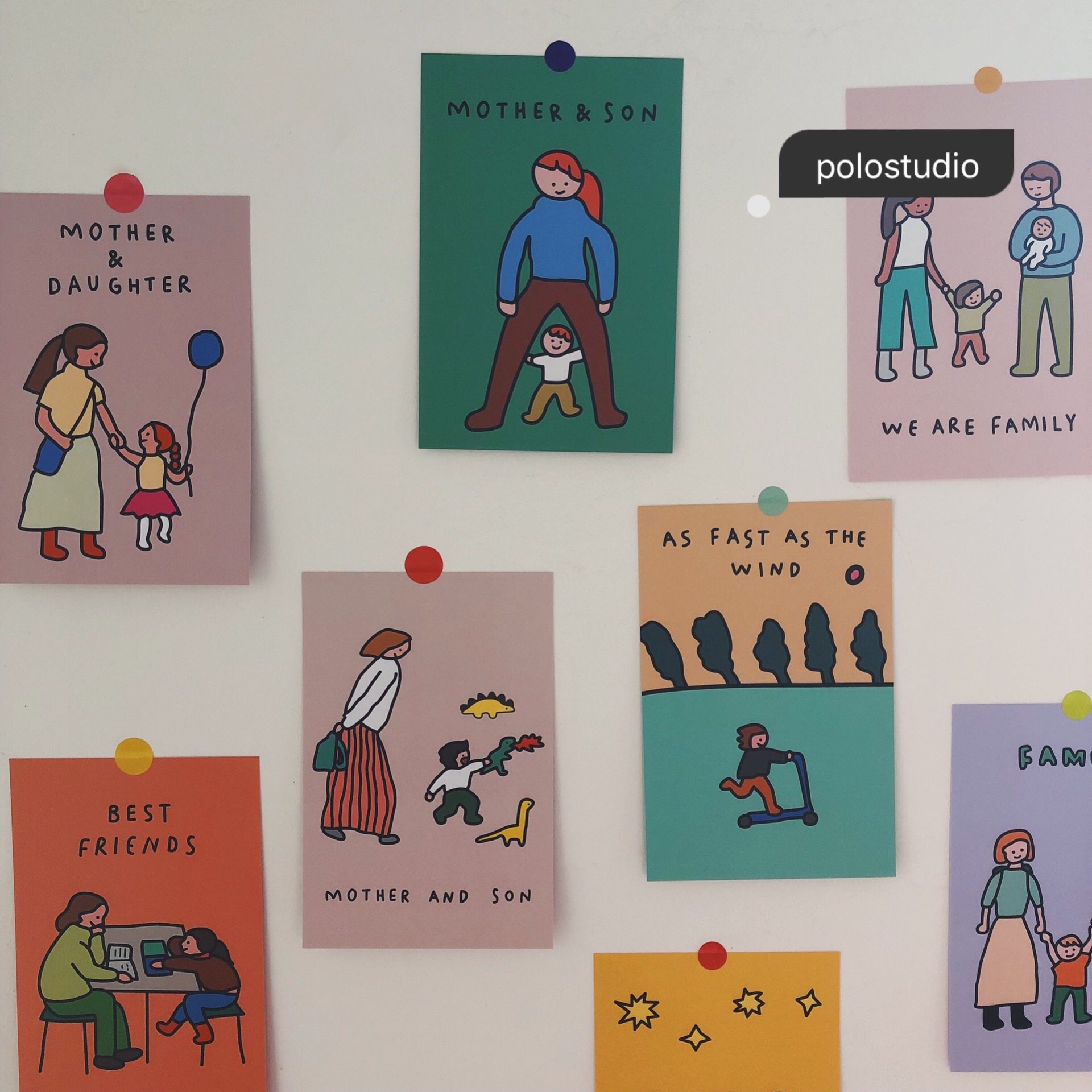 In the wind children early teaching card children's room decorated oil painting wallpaper hand painting lovely wallpaper decoration