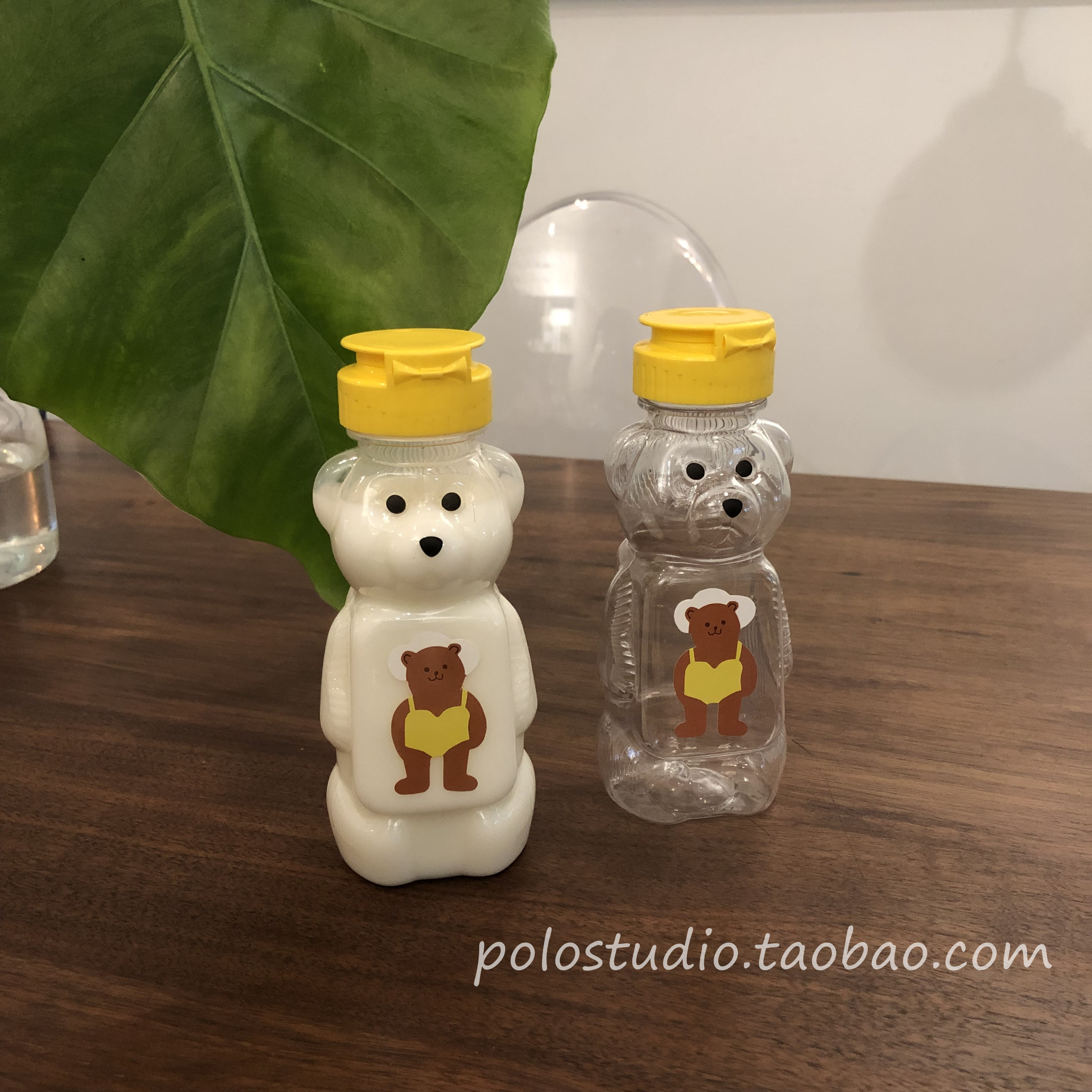 South Korea's same bear transparent bottle with cap Juice bottle milk plastic bottle decorative bottle