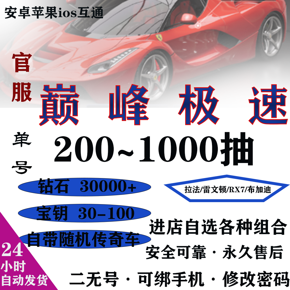 Peak Speed: Apple Ios and Android Initial Self-Drawn Combo Accounts with Great Start-Ups Like Laferrari, Bugatti, Koenigsegg, Martin