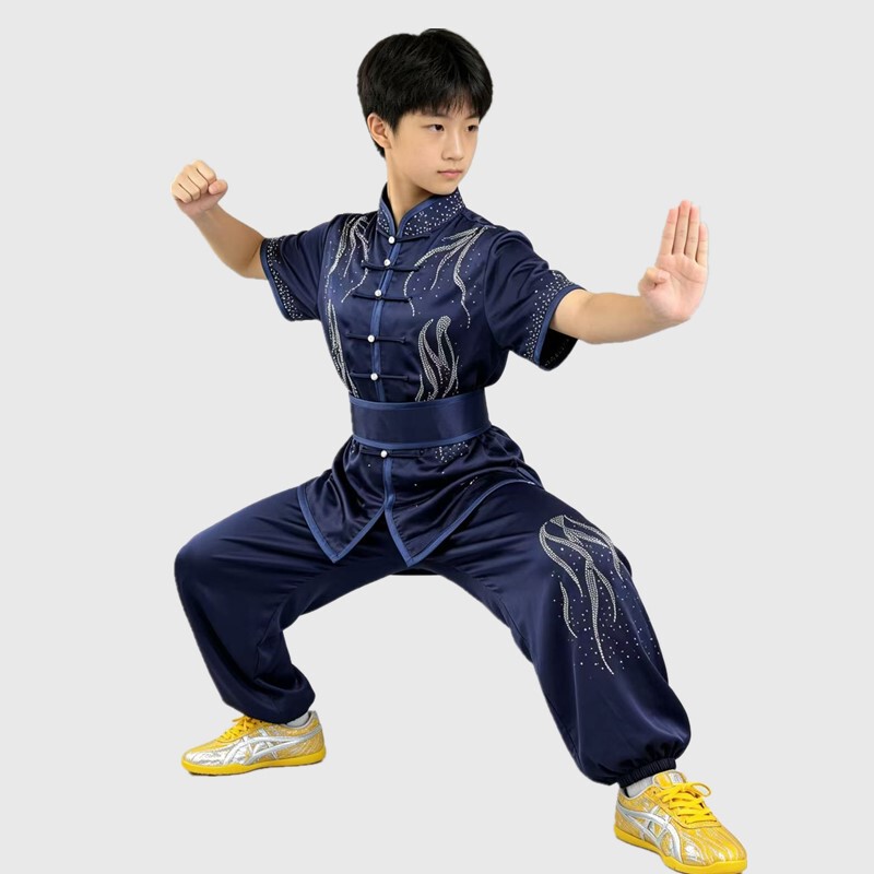 New Style Rhinestone Longquan Children's Martial Arts Performance Competition Uniform Routine Physical Examination Martial Arts Clothing for Men and Women Adults New Style Rhinestone Longquan Children's Martial Arts Performance Competition Uniform Routine Physical Examination Martial Arts Clothing for Men and Women Adults