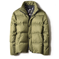 Winter Clothing Men Short stand Collar Thickened Down Clothing Light Big Code White Duck Suede Bread Suit Army Green Blizzard Coat