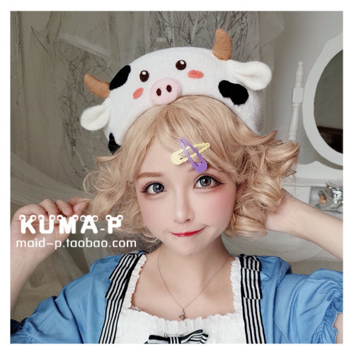 (Small P のmade) original exclusive custom cute cow wool beret