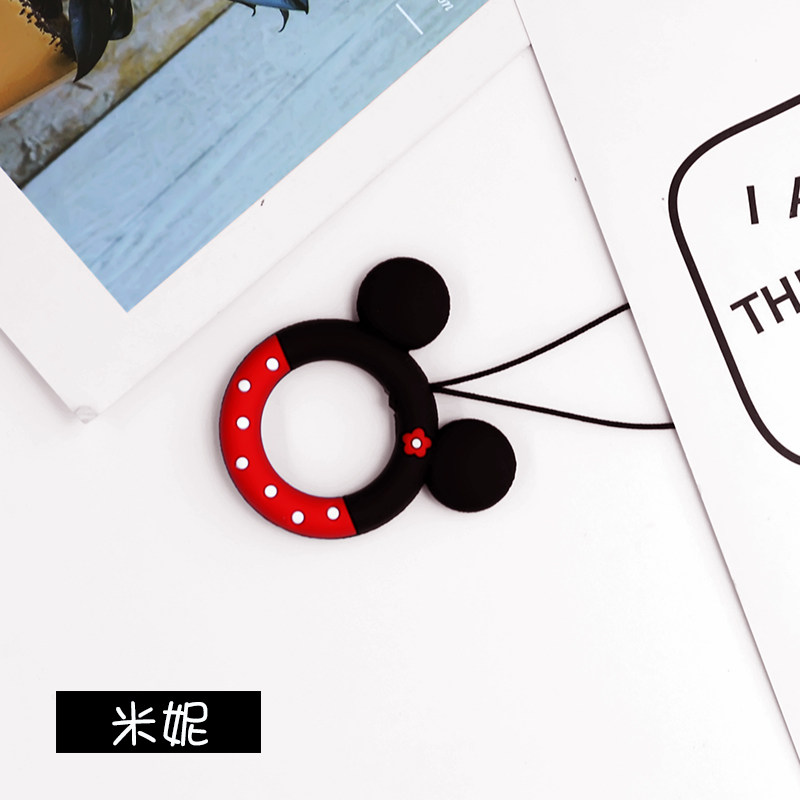 Mobile phone ring ring buckle cartoon cute silicone hanging short handling disc keychain hanging piece male and female personality creativity