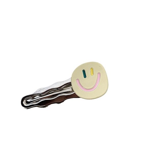 Sweet and cool love~Korean color smiley face hairpin silver gray duckbill edge clip fashion bangs clip hairpin hair accessories