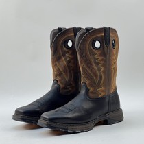 Size 44 black cowhide western boots knight riding boots mens cowboy boots comfortable and breathable