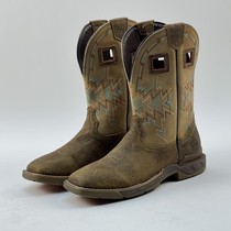 H slightly defective embroidery western cowboy boots sleeves knight riding boots cowhide retro mens boots non-slip and wear-resistant