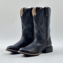 Size 40 new round toe western cowboy boots knight riding boots cowhide embroidered womens boot sleeves