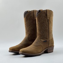 Size 43 classic high-end goods Goodyear sewn thick heel mens cowboy boots knight riding boots small square toe sleeve waterproof