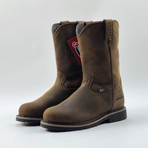 41 42 43 size new round toe cowboy boots knight riding boots monochrome motorcycle boots genuine cowhide leather Goodyear stitching