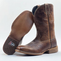 New size 42 knight riding boots flat toe western cowboy boots leather soles high-end retro distressed mens boots embroidered sleeves