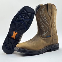 Size 43 thick cowhide mens boots Goodyear Cavalier riding boots sleeves motorcycle boots waterproof flat toe light-colored cowboy boots