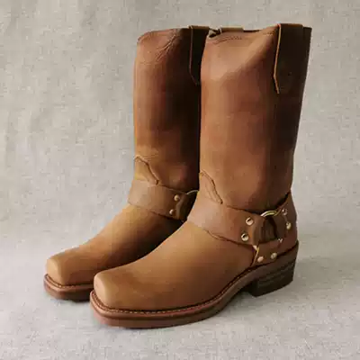 Large size New sleeve men's and women's motorcycle boots knight riding boots denim boots single layer full leather Goodyear craft