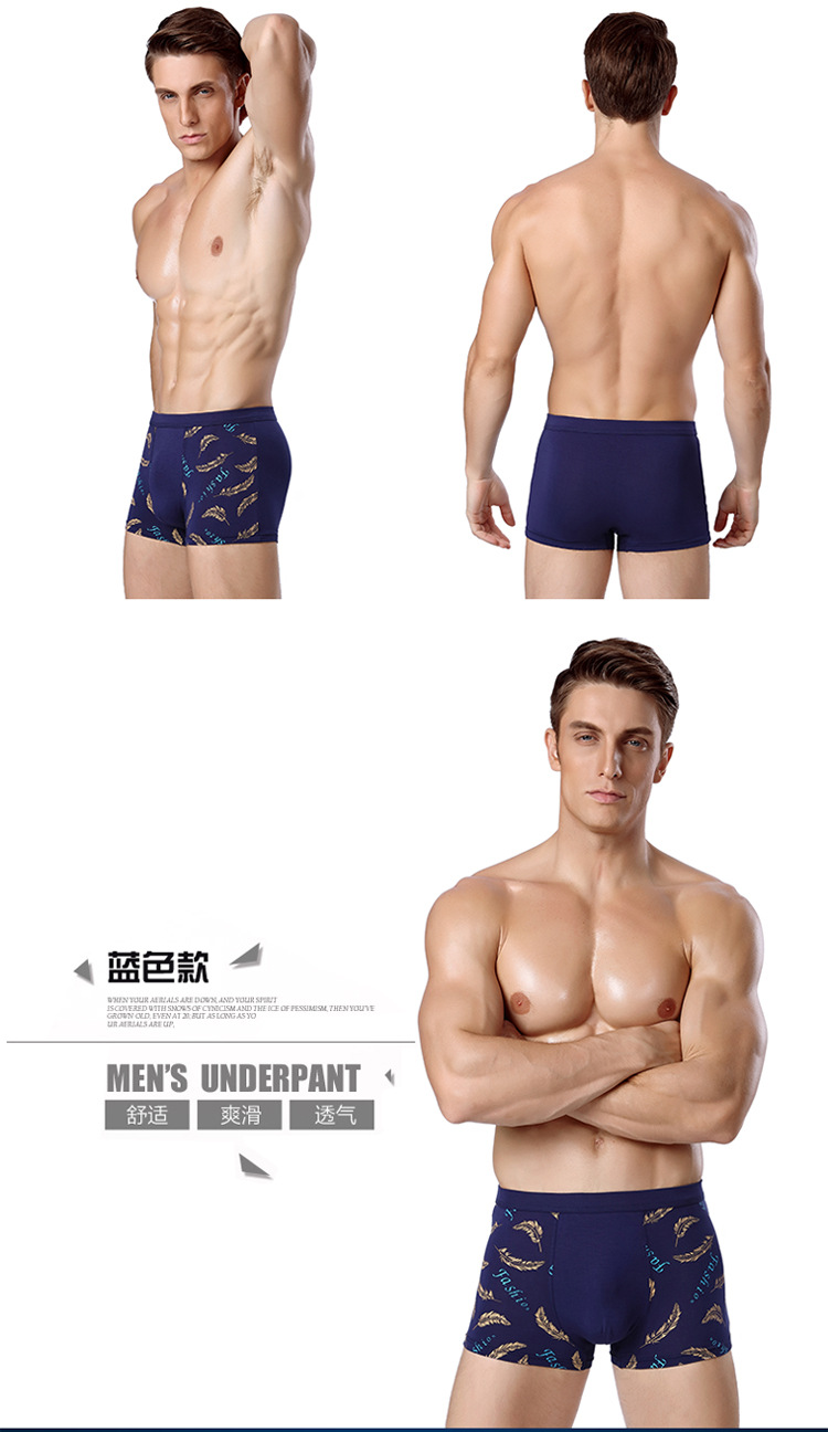 Quần lót nam modal cotton tóm tắt bốn góc đồ lót màu rắn Quần lót nam modal quần short thanh thiếu niên sip cotton cao cấp