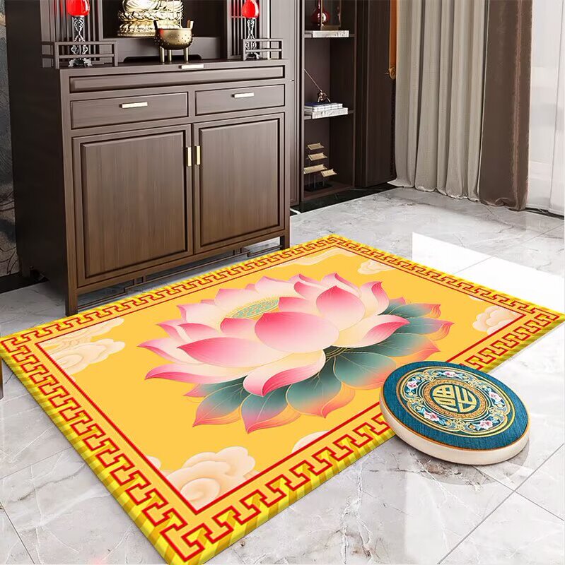 New Chinese-Style Lotus Carpet for Living Room, Study, Buddhist Hall, Non-Slip Mat, Yoga Room, Zen Dance Lotus Mat
