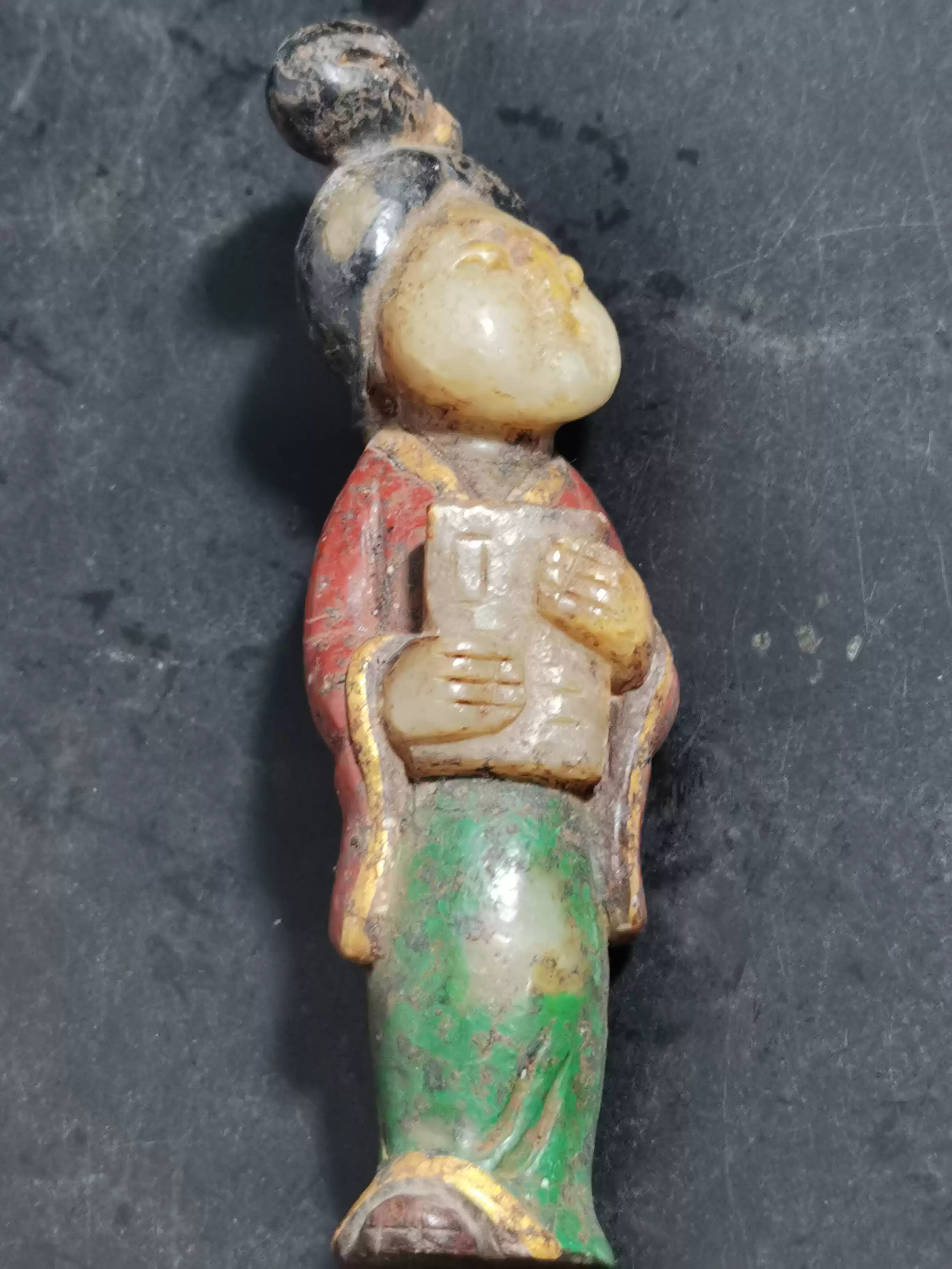 唐代玉器古玉老玉和田玉彩繪仕女古玩玉器老貨真品開門包老保真-淘寶