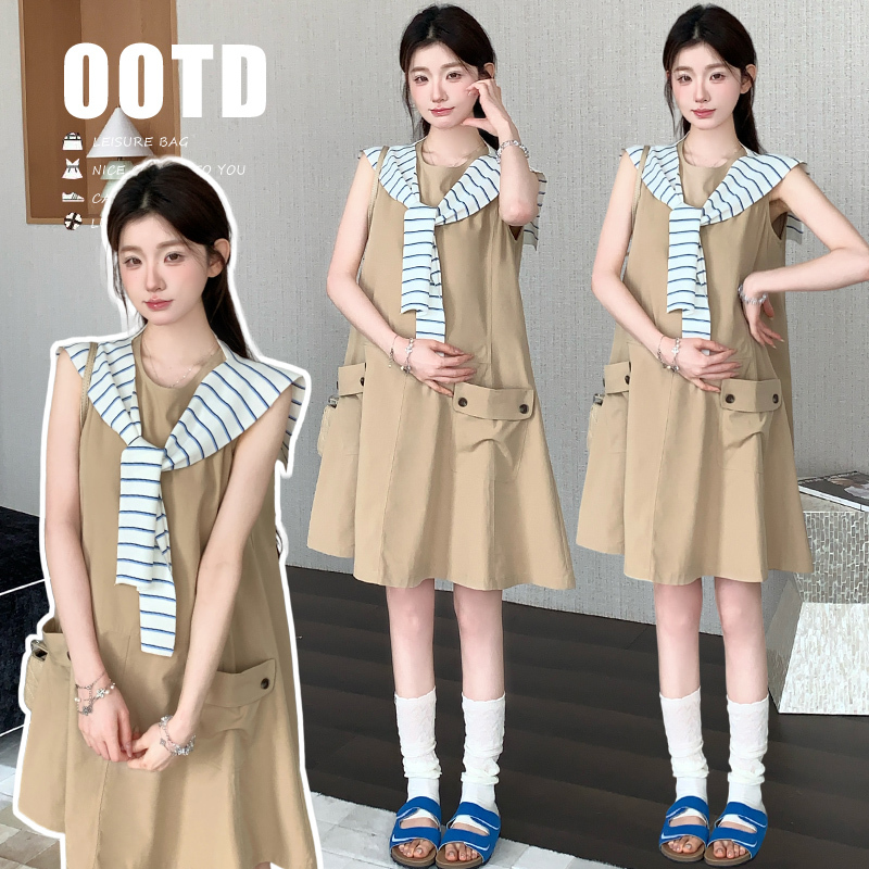 Maternity Wear Summer Dress 2026 New Style Beautiful Dress with Shawl for Pregnancy 2026 New Style High-End Tank Dress