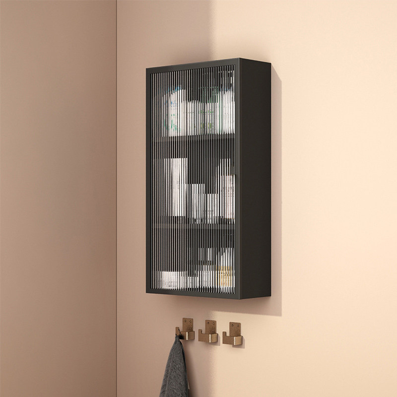 Bathroom glass hanging cabinet wall hanging side cabinet powder room cosmetic storage side cabinet kitchen storage rack Nordic