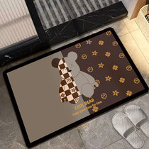 Cartoon Violent Bear Silicon Algae Mud Bathroom Water Absorbent Cushion Entry Carpet Toilet Toilet Anti Slip Quick Dry Foot Mat Custom
