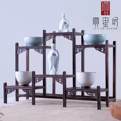 Bogo frame solid wood purple sand pot shelf Chinese Zen Dobao Pavilion Elm antique frame small desktop creative ornaments