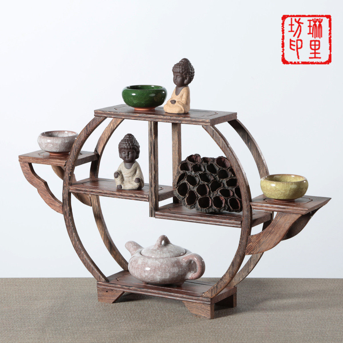 Room Photo Props Desktop Mini Small Pendulum Pieces Bou Shelf China Wind Shooting Adornment Ancient Wind Furniture Retro