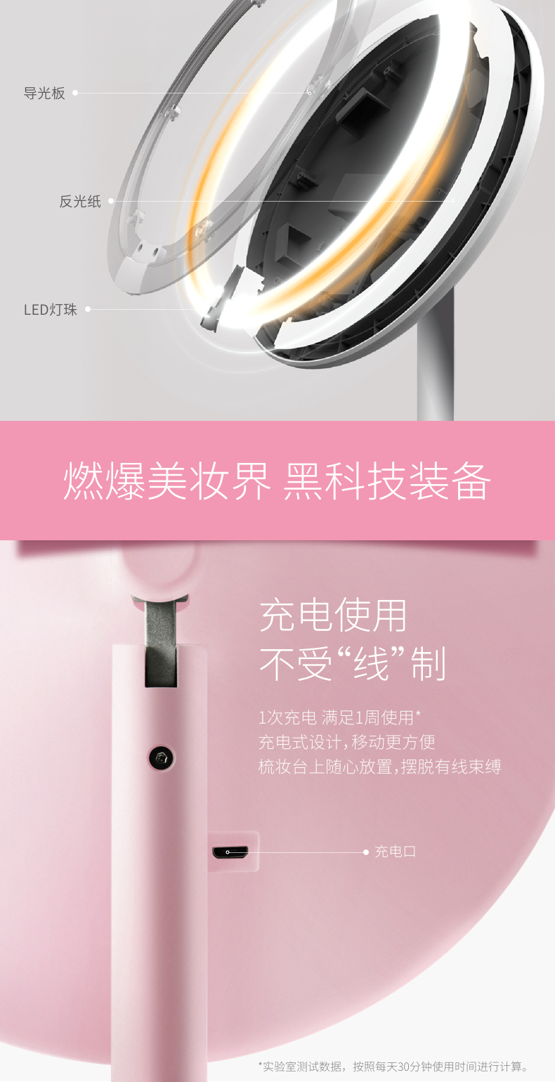 Ouyang Nana với cùng một đoạn Demi home Spot Amiro gương trang điểm mini led với đèn làm đẹp gương - Gương gương soi treo tường