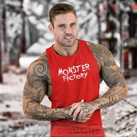 MONSTER tập thể dục nam vest không tay áo thun cotton lỏng chữ Âu và Mỹ áo thun co giãn thấm mồ hôi đẹp trai áo thể thao nam