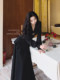 ອາລຸນ Rose Early Spring Original Knitted Dress Lotus Leaf French Style Slim Fit Lady Long Sleeve Annual Party Dress