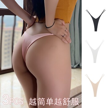 3-Pack of European and American Style Sexy Plus-Size Thong Panties for Women, Made of Pure Cotton, Seamless, Invisible, Suitable for Sports and Fitness, T-Back Panties for Women