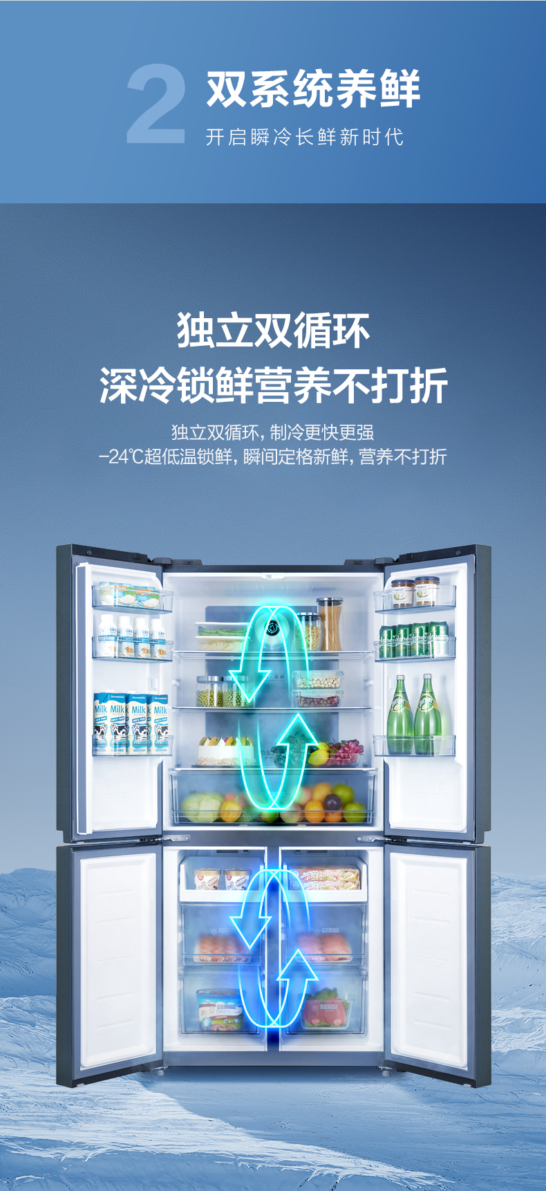 Midea 美的 风冷变频 十字对开门冰箱 465L 图6