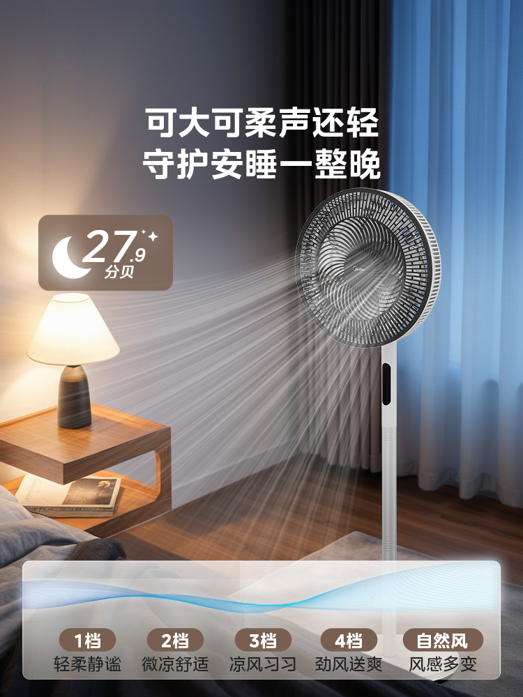 美的电风扇家用立式电扇省电7叶宿舍卧室落地扇BJD