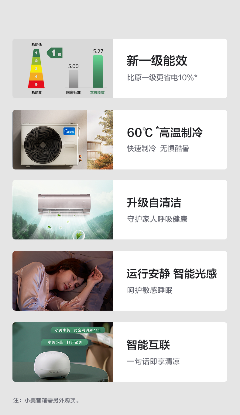 美的 大1.5匹 新一级能效 变频挂机 能效比5.27 图3