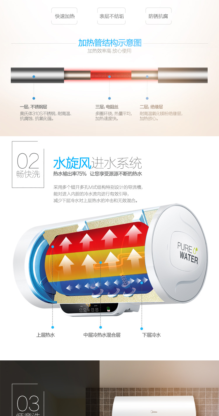 máy nước nóng năng lượng đại thành Midea beauty F50-15WB5 (Y) Máy nước nóng điện 50 lít phòng tắm tốc độ cao loại lưu trữ nhà nóng máy nước nóng năng lượng đại thành