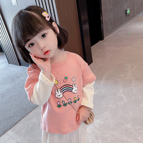 Girls Wei Yi Spring 2021 Autumn New Foreign Style Children Leisure Fake Two Pieces 1 Baby Girl Spring Jacket Loose 3