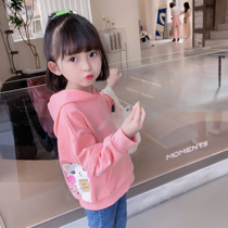 Girls long-sleeved hooded sweater 2022 spring and autumn new baby girls top childrens loose foreign style jacket