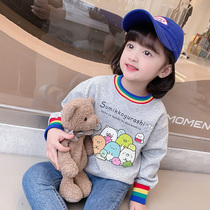 Girls long-sleeved sweater 2022 spring and autumn new cotton baby girl tops childrens loose foreign style jacket