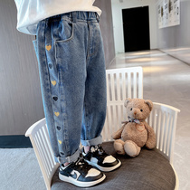 Girls jeans 2022 spring and autumn clothes new baby loose foreign style childrens casual long pants thin summer KZ
