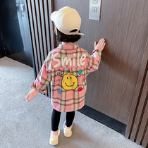 Girls shirts 2022 new spring and autumn clothes childrens foreign style baby tops long-sleeved thin cotton shirts