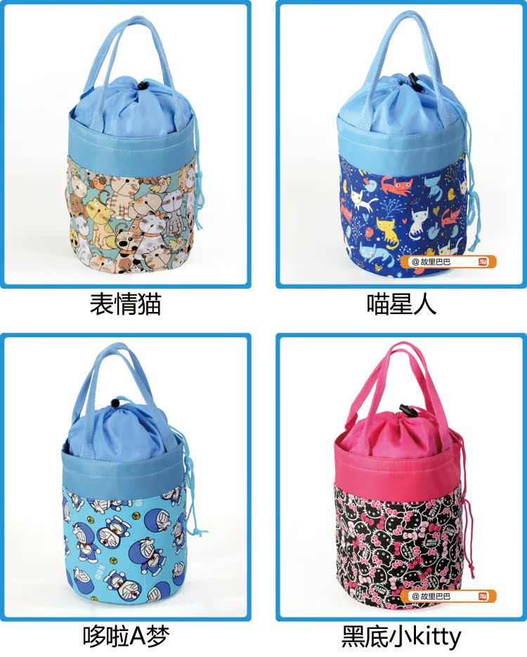 Canvas lớn phim hoạt hình tròn hộp ăn trưa túi ăn trưa với túi hộp ăn trưa siêu lớn túi ăn trưa trống với lót - Hộp cơm điện sưởi ấm hộp hâm nóng thức an lock&lock
