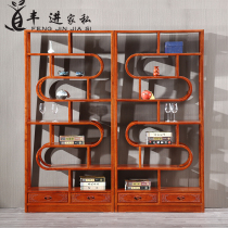 Redwood rosewood Bogu rack Duobaoge tea rack solid wood Chinese living room partition cabinet Ming and Qing classics