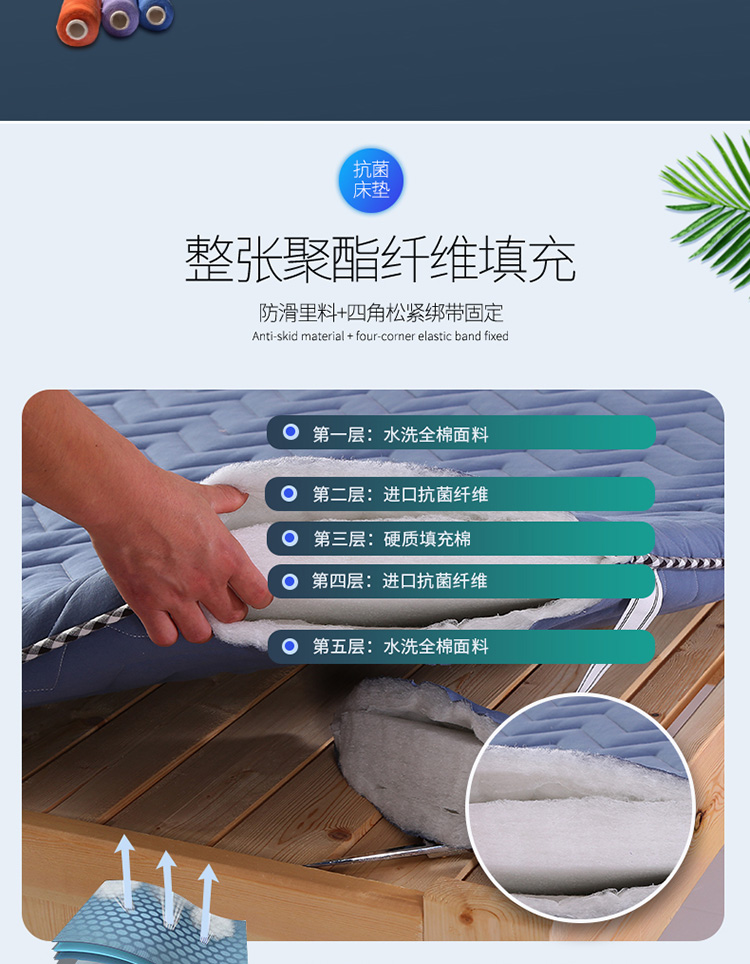 Nệm bông dày là 1,5m giường bọ cạp ký túc xá sinh viên 1,2 mét đơn 1,8 đôi treo lơ lửng đệm everon giảm giá
