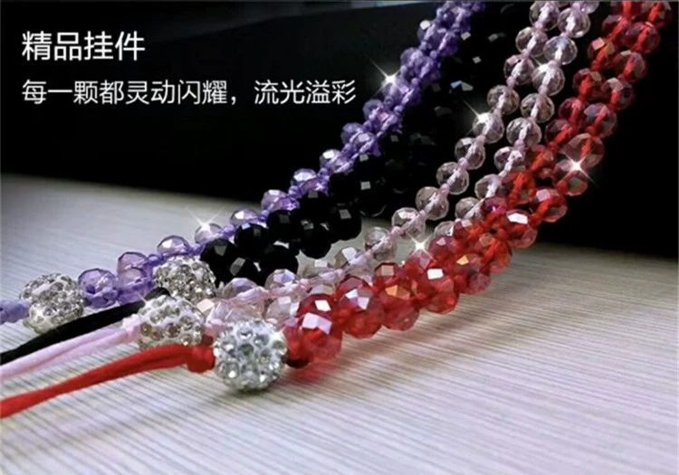 Tay điện thoại dây treo cổ nữ mô hình tinh thể lập hạt rhinestone lanyard điện thoại di động không khí dây oppovivo - Phụ kiện điện thoại di động