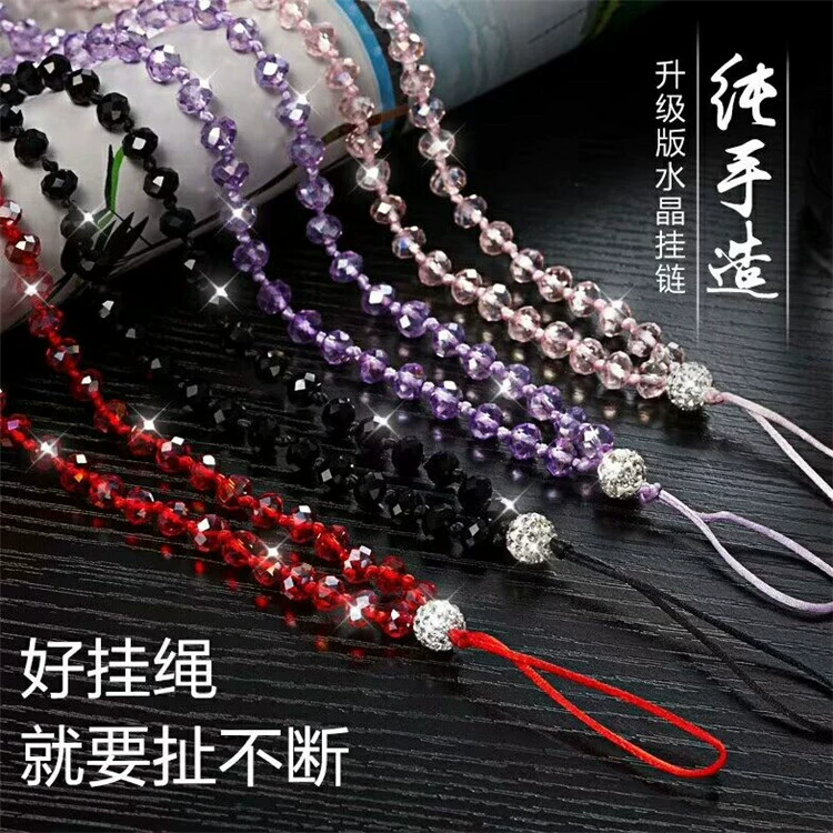 Tay điện thoại dây treo cổ nữ mô hình tinh thể lập hạt rhinestone lanyard điện thoại di động không khí dây oppovivo - Phụ kiện điện thoại di động