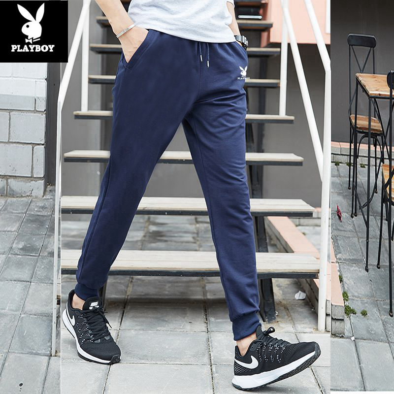 Quần thể thao Playboy quần nam mùa thu đông cộng với nhung dày cotton rộng kích cỡ lớn chạy quần âu nam quần áo nam hàng hiệu