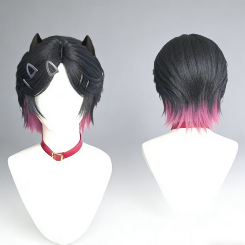 Fearless Contract Mo Di Cos Wig, Middle-Parted Scalp Top Multi-Layer Gradient Short Hair Rose Net Fearless Contract Mo Di Cos Wig, Middle-Parted Scalp Top Multi-Layer Gradient Short Hair Rose Net