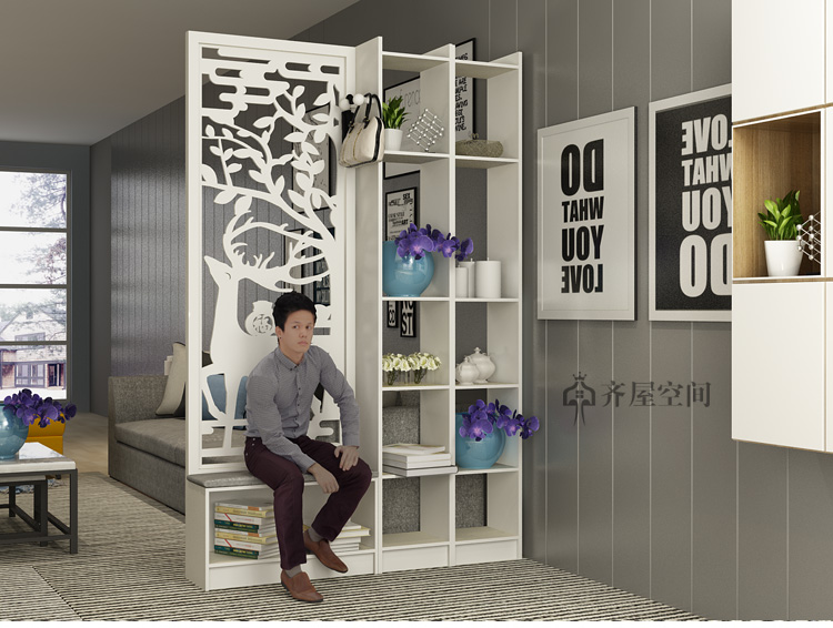 Vách ngăn tủ phòng khách màn hình căn hộ nhỏ tiết kiệm không gian đa chức năng hiện đại lắp ráp tối giản trang trí tủ hai mặt hiên - Màn hình / Cửa sổ vách ngăn lam gỗ