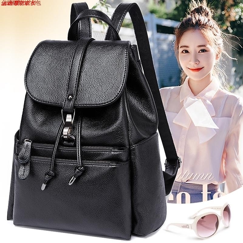 American Vr High-End Genuine Leather Backpack for Women, Simple Casual Travel Bag, Versatile Cowhide Backpack, Soft Leather Genuine Product