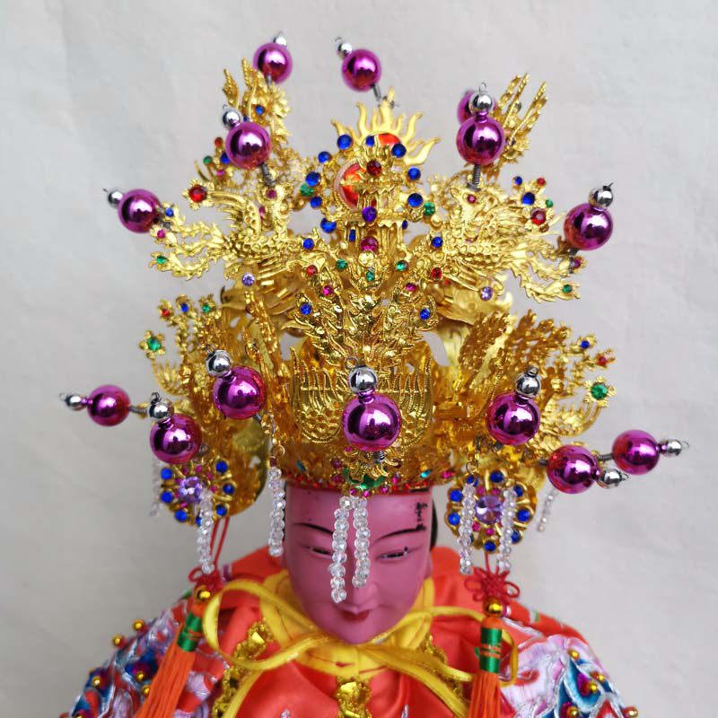 Tianlong embroidery willow silk phoenix crown Taiwan boutique gilt god hat note birth empress Mazu black old lady head crown